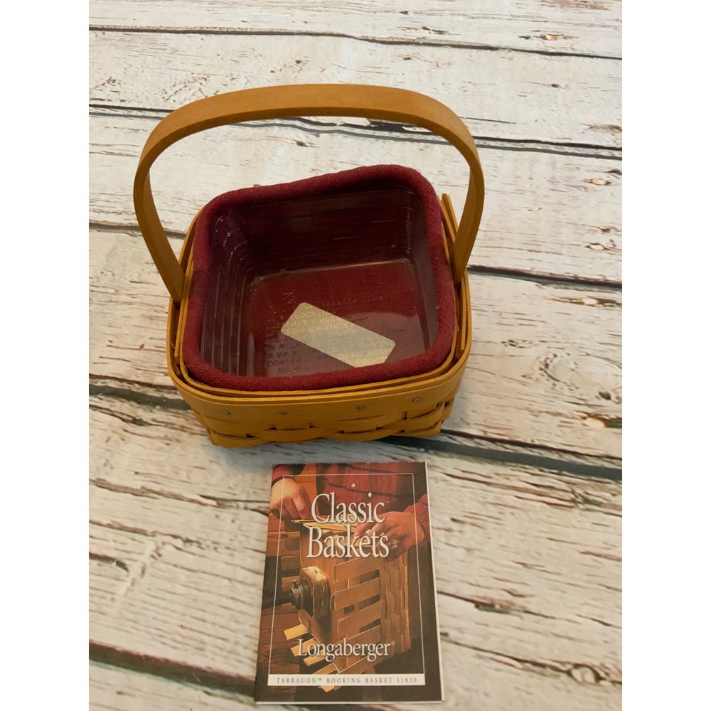Longaberger 2001 Tarragon Booking Basket 11830 with Liner and Protector